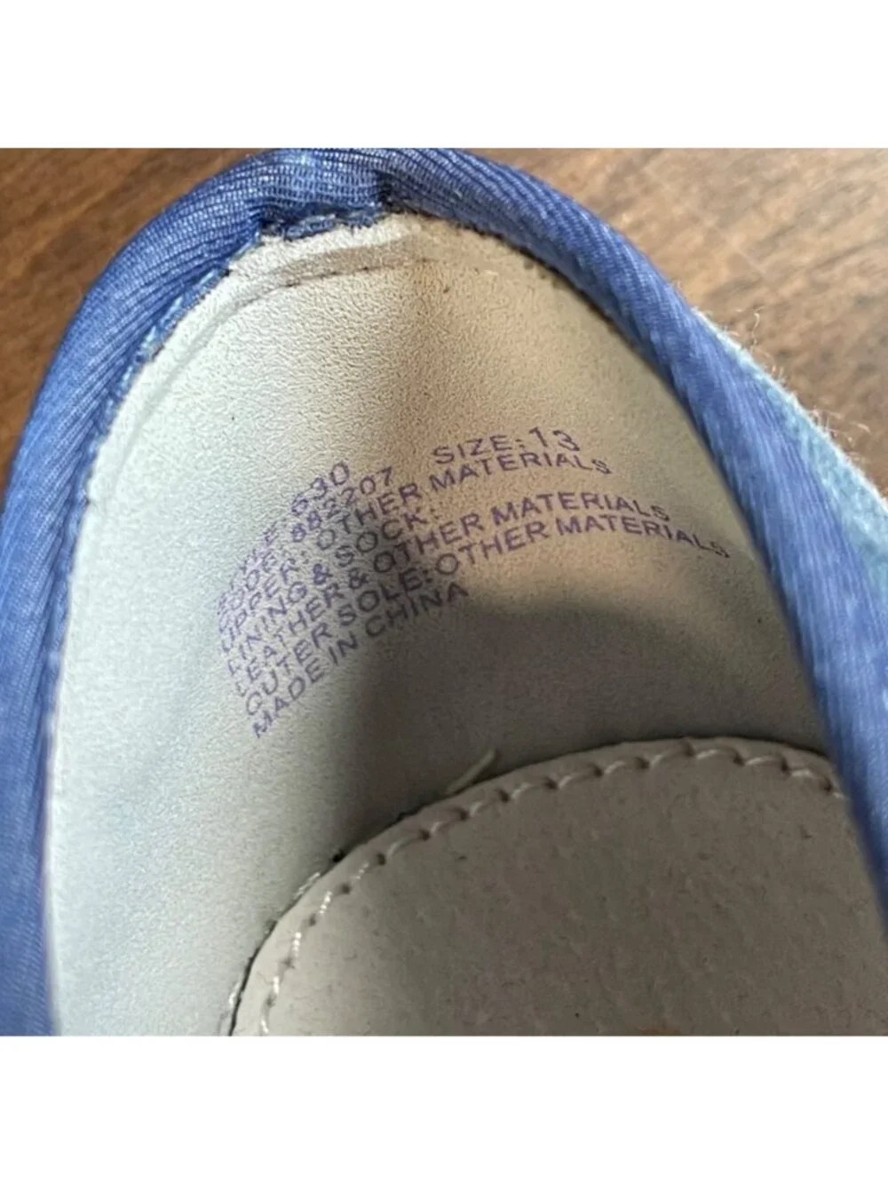 L'amour Jenna Mary‎ Jane Flat Girls Size 13 Chambray Blue Hook and Loop Closure